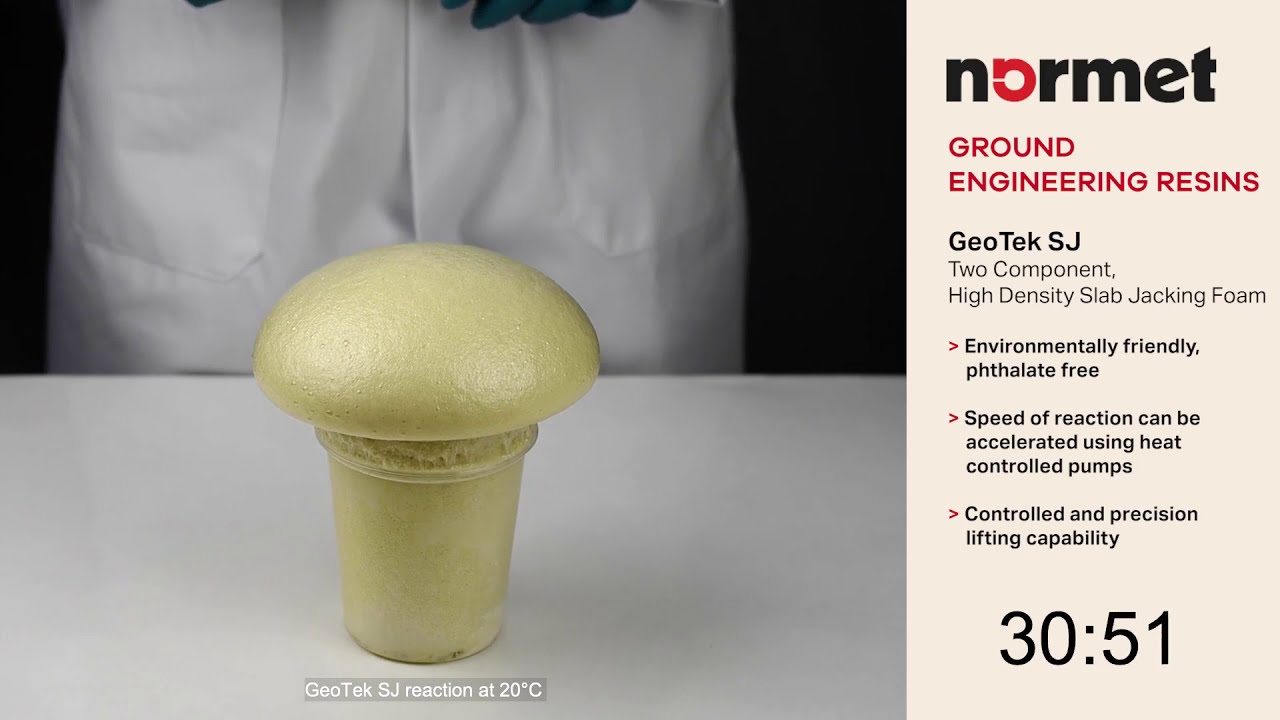 Normet GeoTek SJ - Slab Jacking Polyurethane Grout Reaction Video