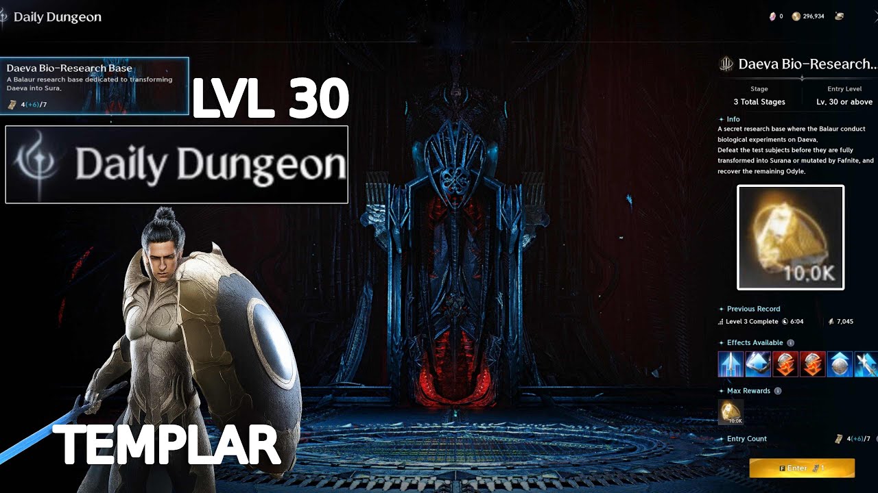 Aion 2 lvl 30 Daily Dungeon farming (Templar)