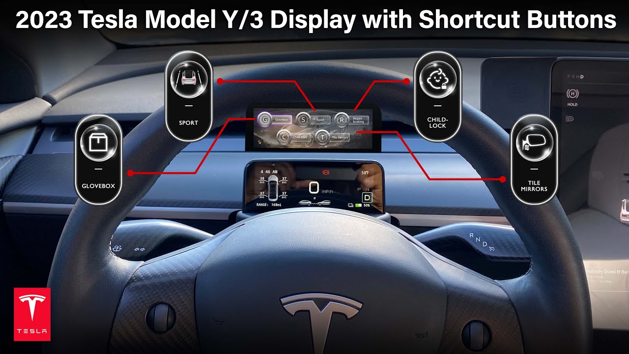 New 2023 Tesla Model Y/3 Mini Instrument Cluster Display with Shortcut Buttons! #tesla