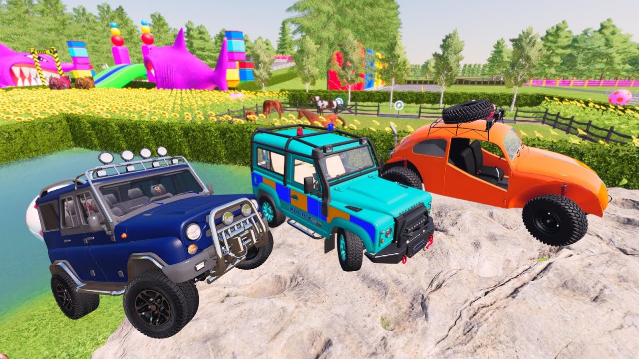 FS22 Extreme Off-Road Cars vs River & Steep Mountain Road | Farming Simulator 22