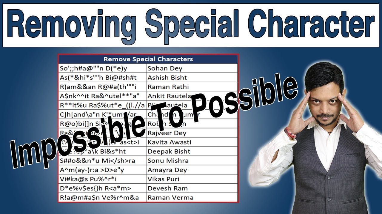 Remove Any Special Characters from text in excel | remove any unwanted characters from text