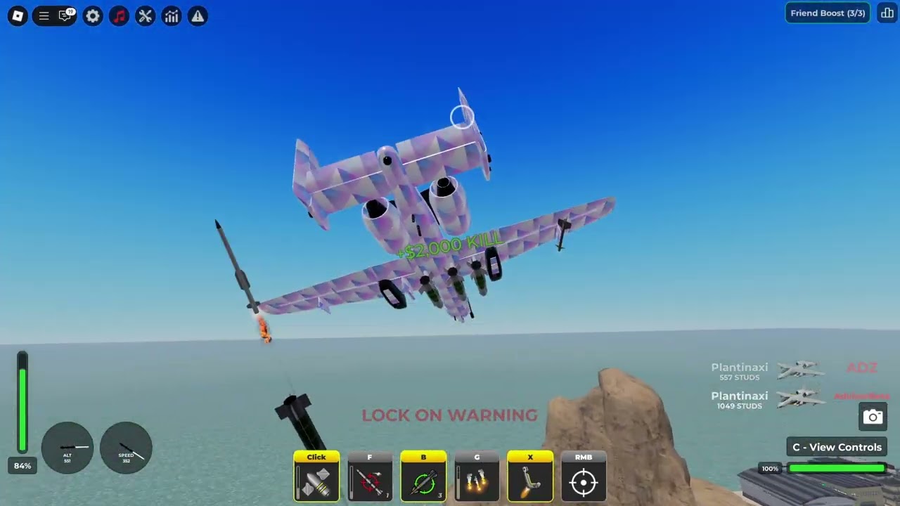 Destroying the server with A-10 Warthog in War Tycoon