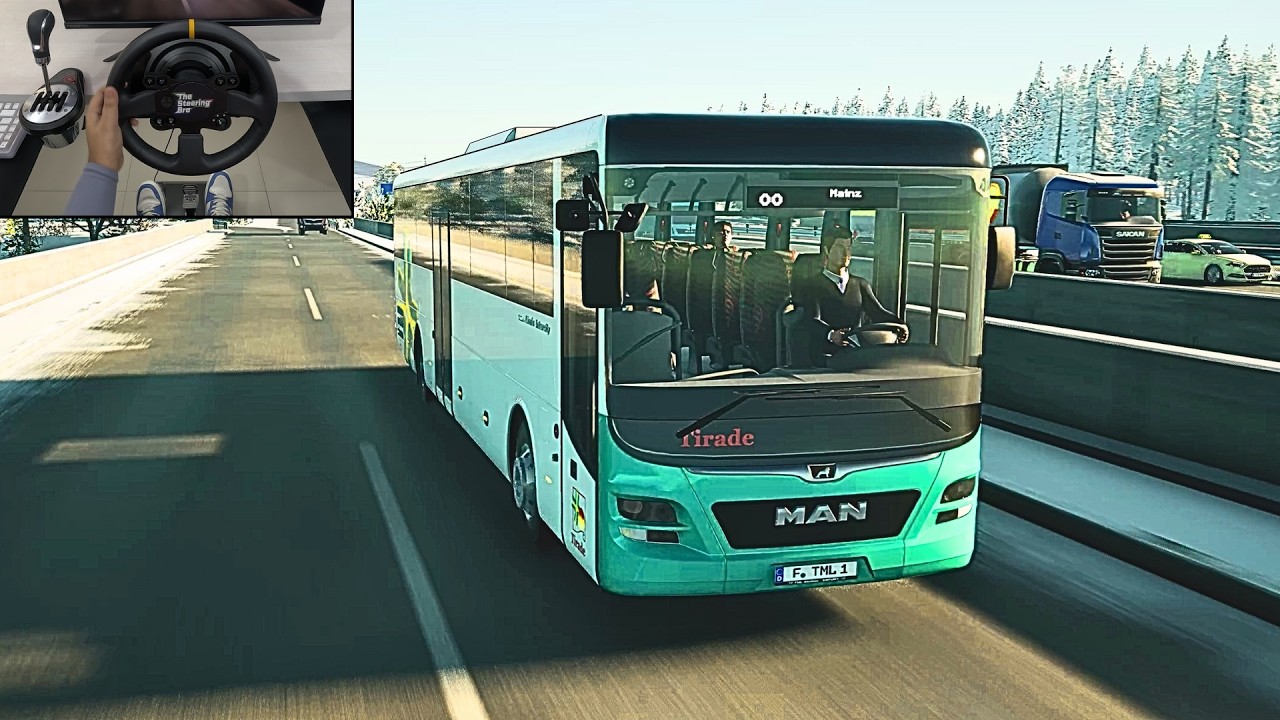 Fernbus Simulator - Relaxing Bus Drive | Steering Wheel Gameplay