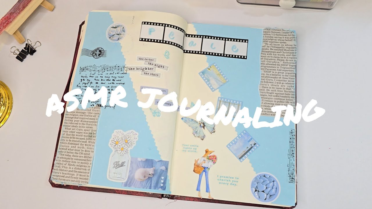 ASMR | RELAXING SCRAPBOOKING JOURNALING🩵