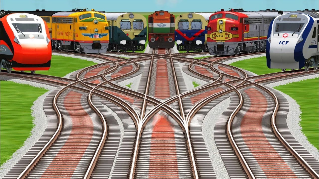 All Trains Run Today By Bumpy Branched Tracks l forked tracks | train videos 