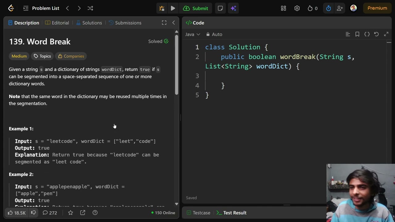 leercode- Failing on Word break(DP)