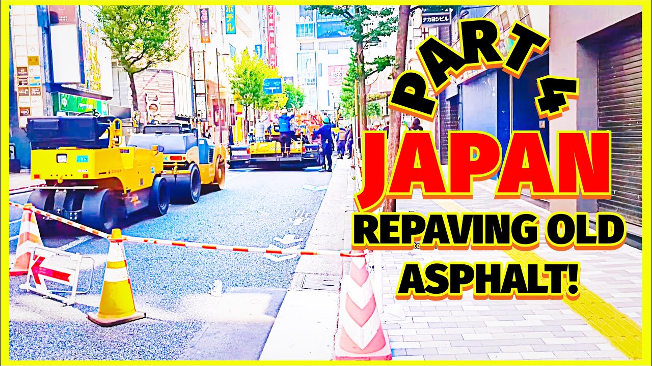 JAPAN - TOKYO - STEP BY STEP HIGH TECH ASPHALT REPAVING PART 4. @MasterWorkers