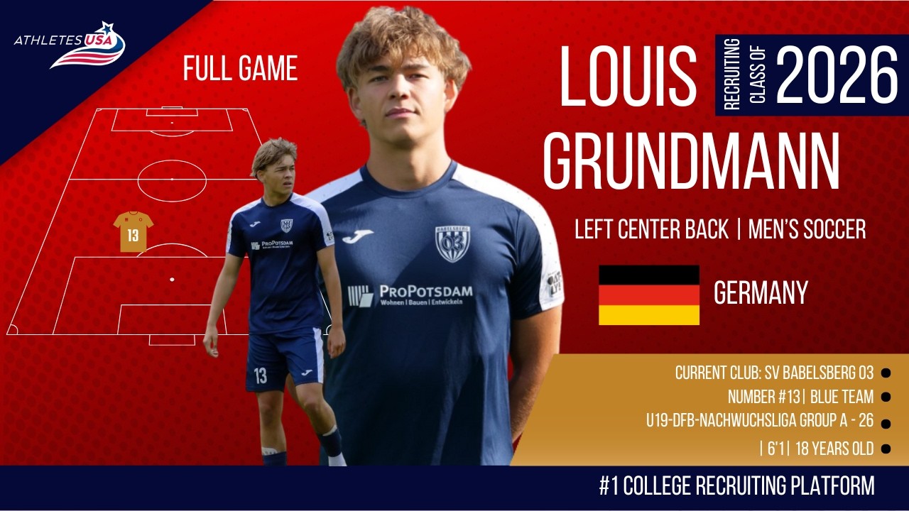 Men's Soccer | Defender | Louis Grundmann, Germany | Full Game | Recruit 2026