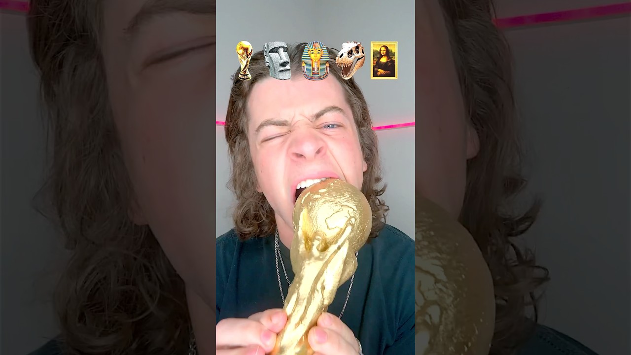Giant chocolate World Cup eating #food #funny #eatingshow #eatingsounds