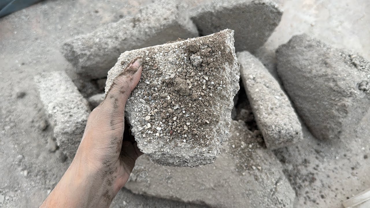 White concrete dry floor crumbling 🔥satisfying crumbling video