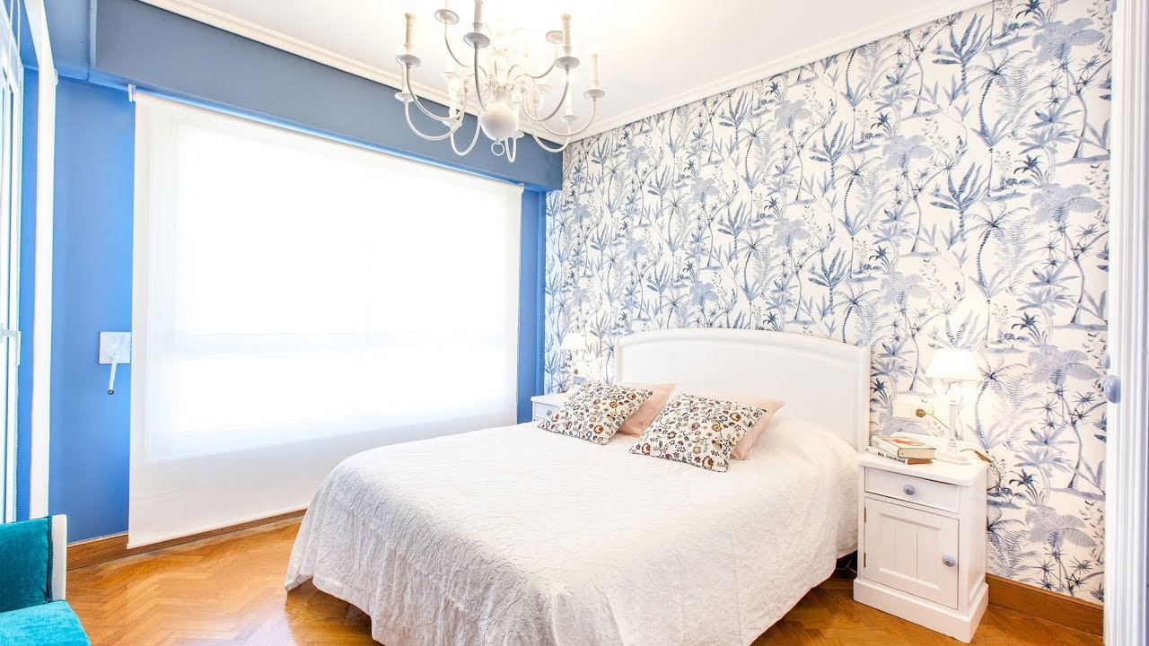 Programa completo - Dormitorio floral en blanco y azul - Dormitorio floral en blanco y azul