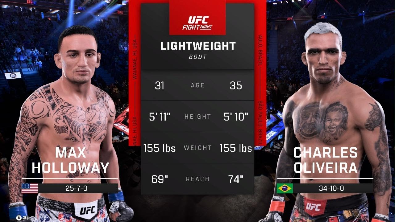 МАКС ХОЛЛОУЭЙ VS ЧАРЛЬЗ ОЛИВЕЙРА UFC 5 CPU VS CPU