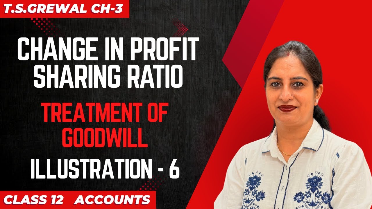 CHANGE IN PROFIT SHARING RATIO(Treatment of Goodwill)T.S.Grewal Accounts Illustration 6 Class 12