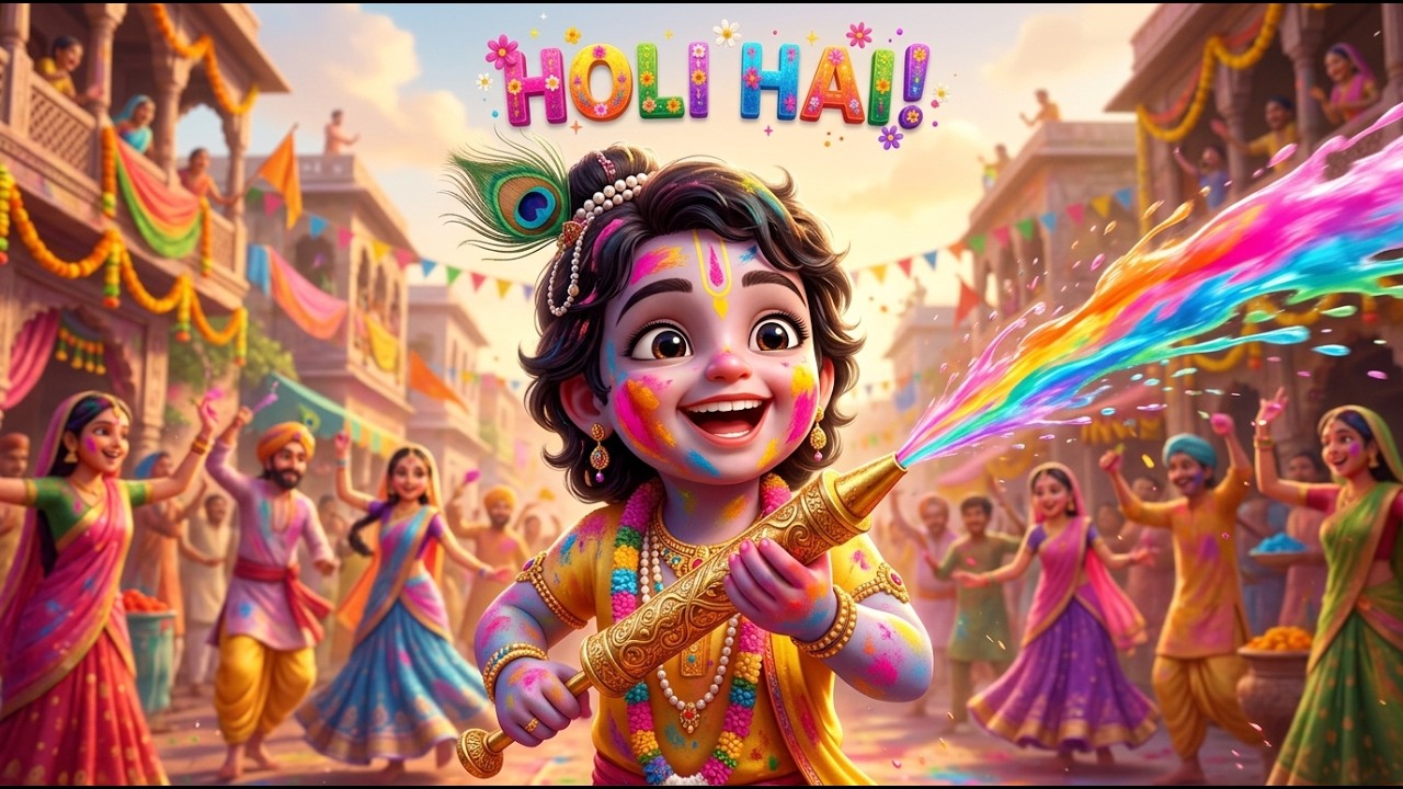 Aayo Nandgaon Se Holi Khelna | Little Krishna 3D Animation | Braj Ki Holi Song