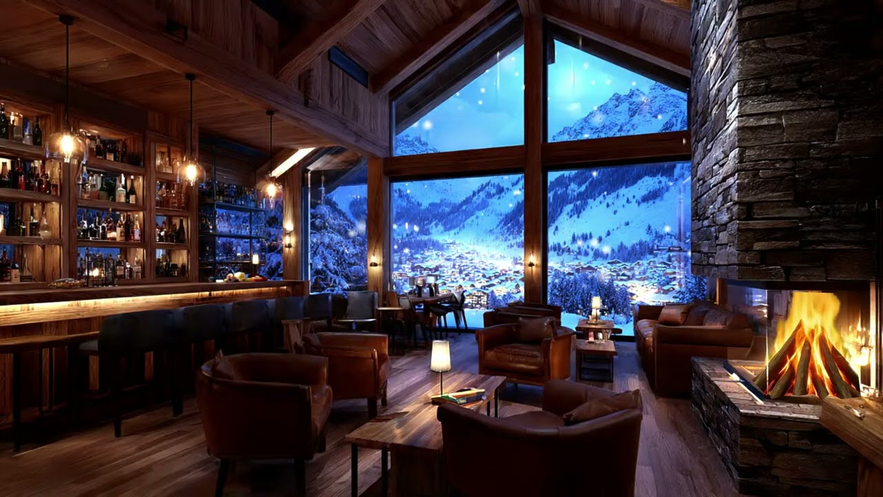 Warm Cozy Winter Coffeehouse Jazz ❄️ Calming Jazz 1920s Fireplace Crackles for Deep Sleep, Relax
