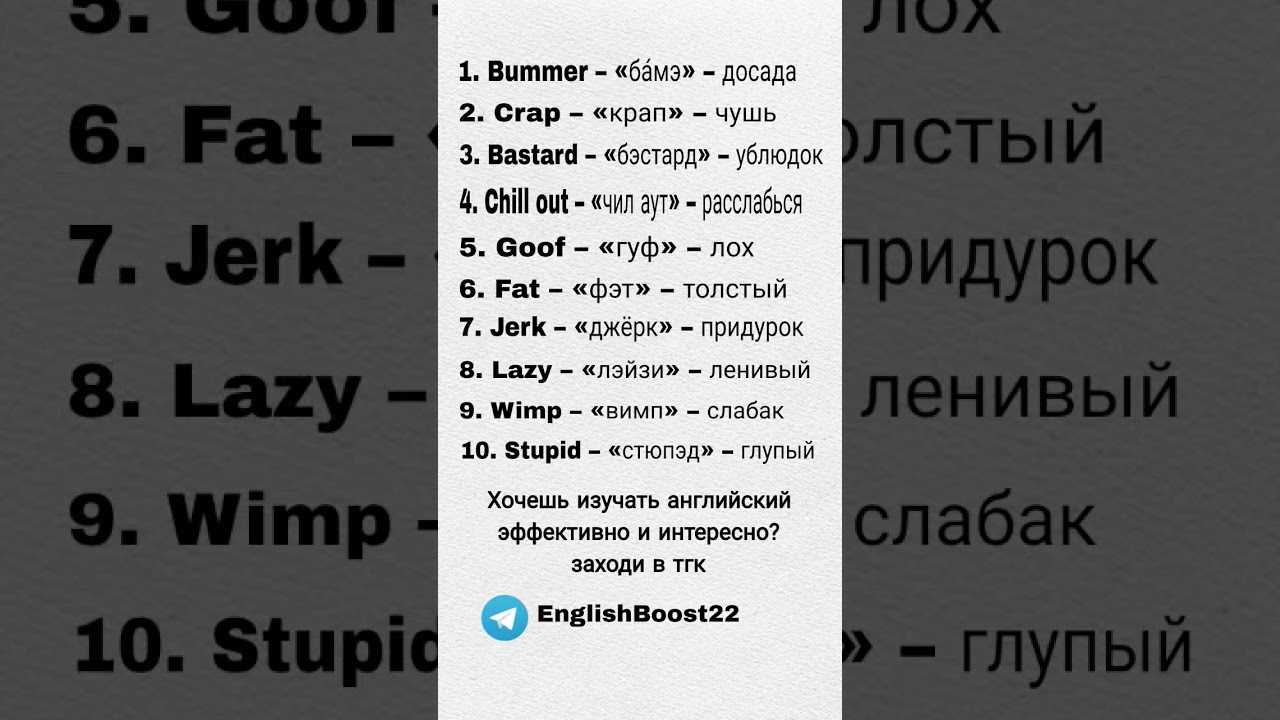 Разговорные английские слова🇬🇧 