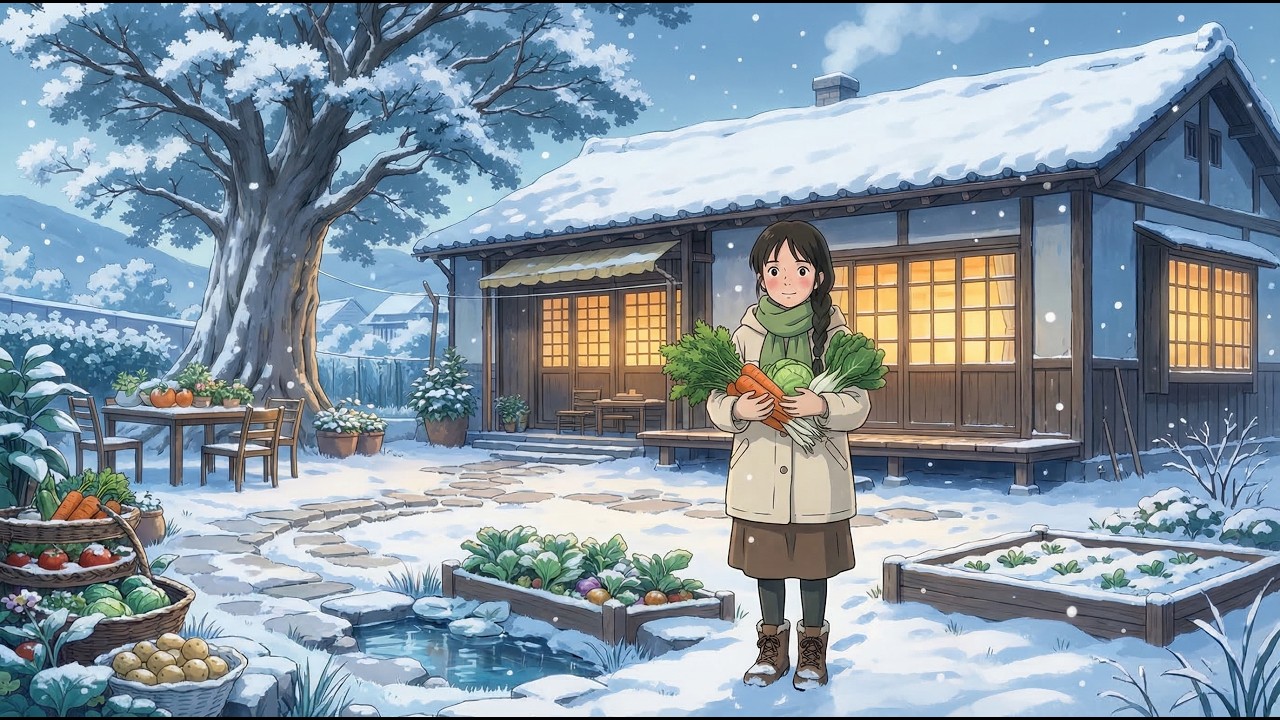Carrying Firewood Home, Warming Hands by the Stove, and Thinking of You | Cozy Routine - Ghibli vibe