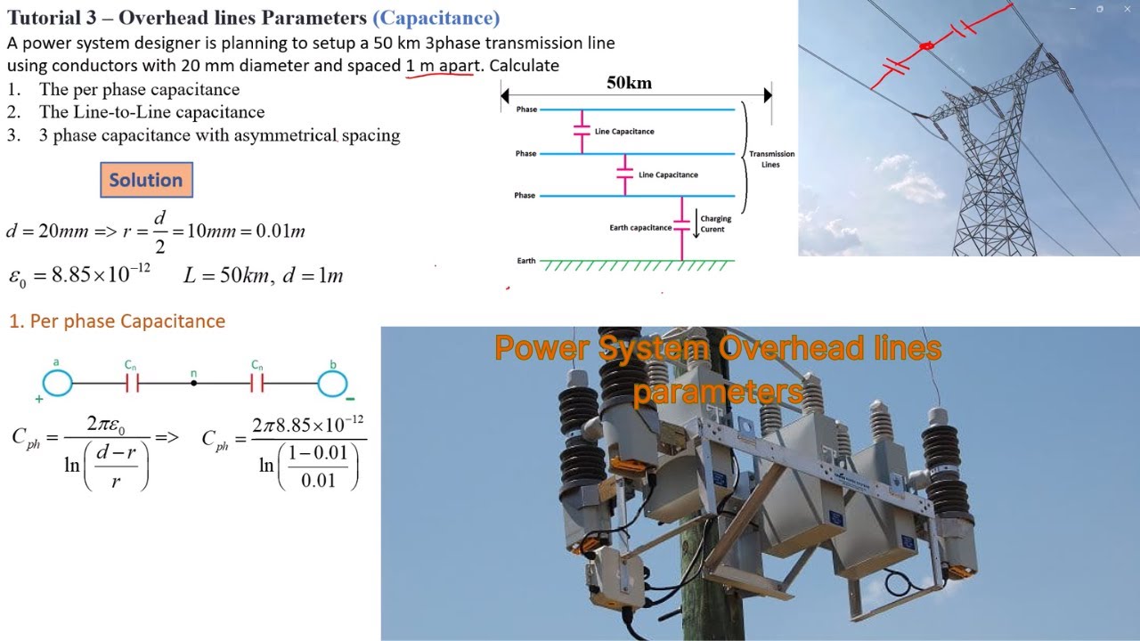 How to calculate overhead transmission Lines parameters (Capacitance) - Tutorial 3