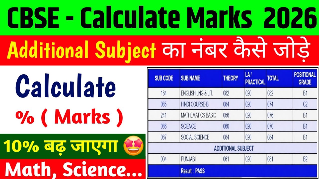 10% और बढ़ेगा 🥳 Cbse Result Marks Calculate 2026 || Cbse Additional Subject Ka Marks Calculate#cbse