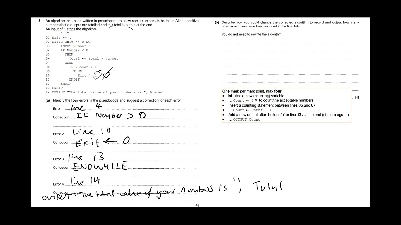 Q5  - find the errors in pseudocode