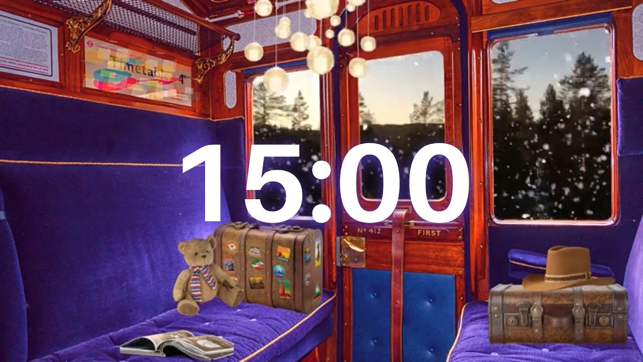 15 MINUTE TIMER - 15 MIN COUNTDOWN TIMER - Relaxing Snowy Train Journey with Gentle Chatter