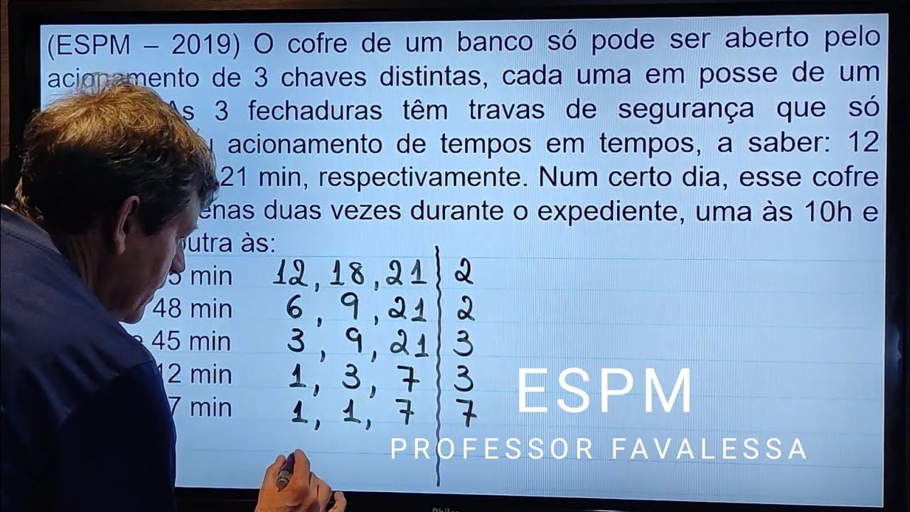 ESPM 2019 - O cofre de um banco só pode ser aberto pelo acionamento de 3 chaves distintas, cada uma