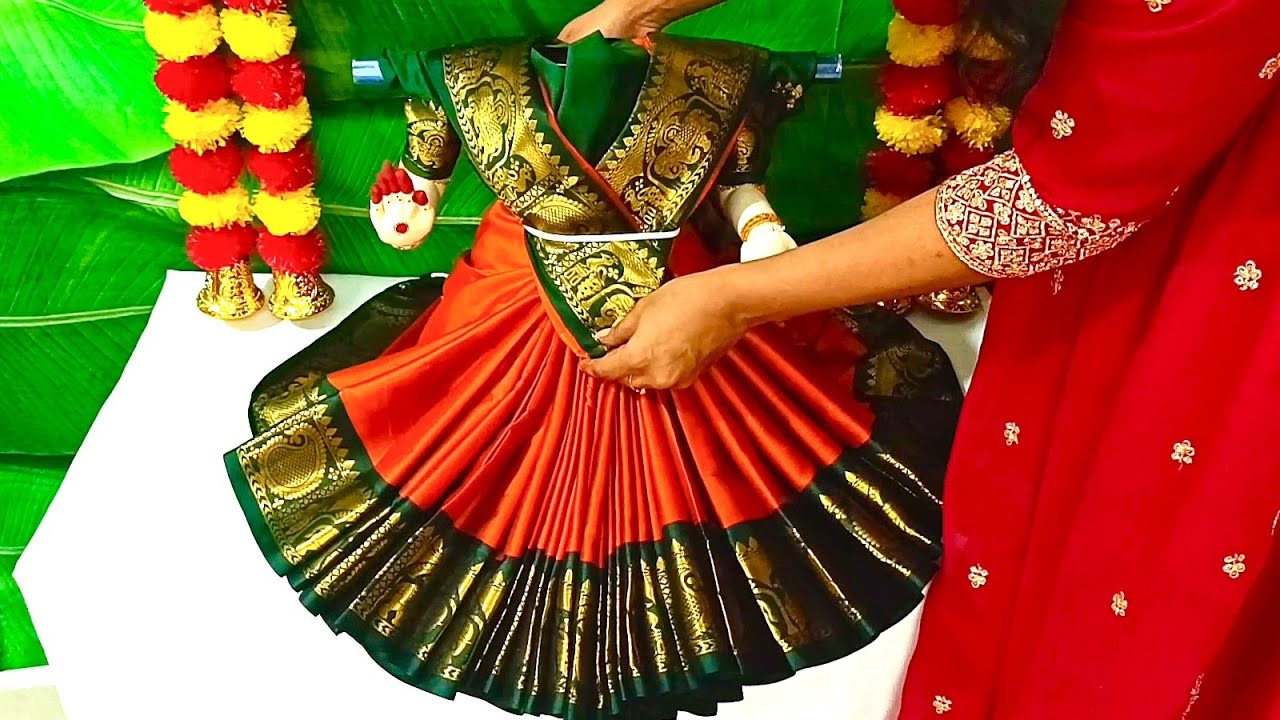 Quick and Easy Varamahalakshmi Saree Draping 🪷 How to Drape Saree for Varamahalakshmi#trending#viral