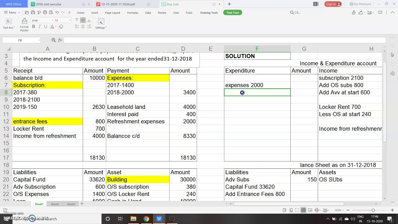 NPO Illustration 2 II Preparing Inc & Exp + Balance sheet
