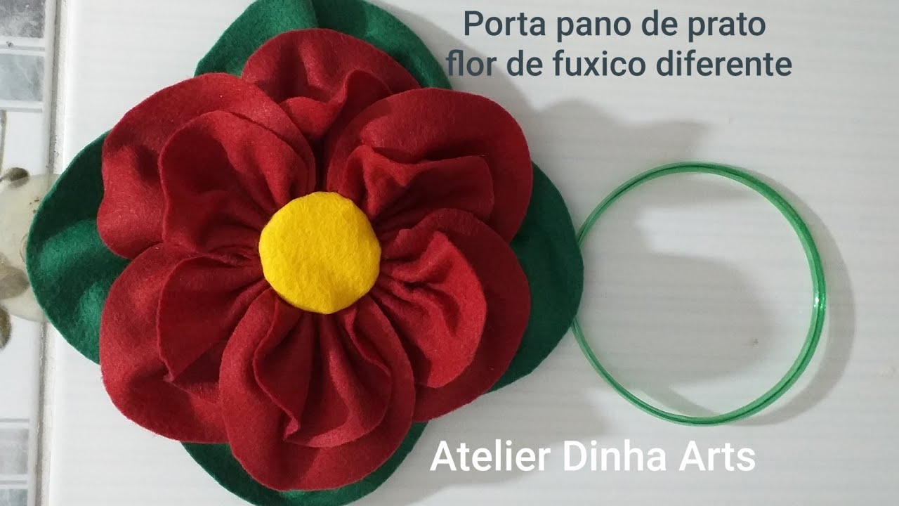 Porta pano de prato flor de fuxico diferente (fácil e rápido)