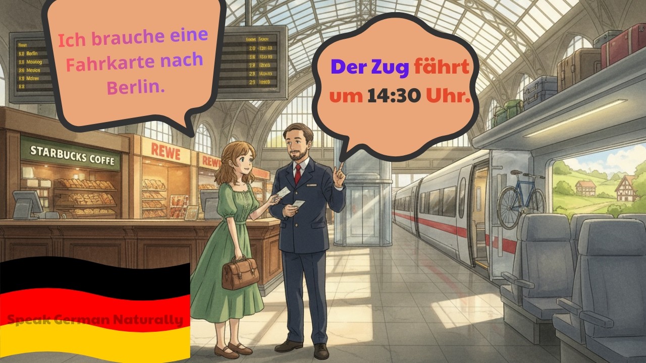 Learn German at the Train Station | Real German Conversations for Beginners (A1–A2)