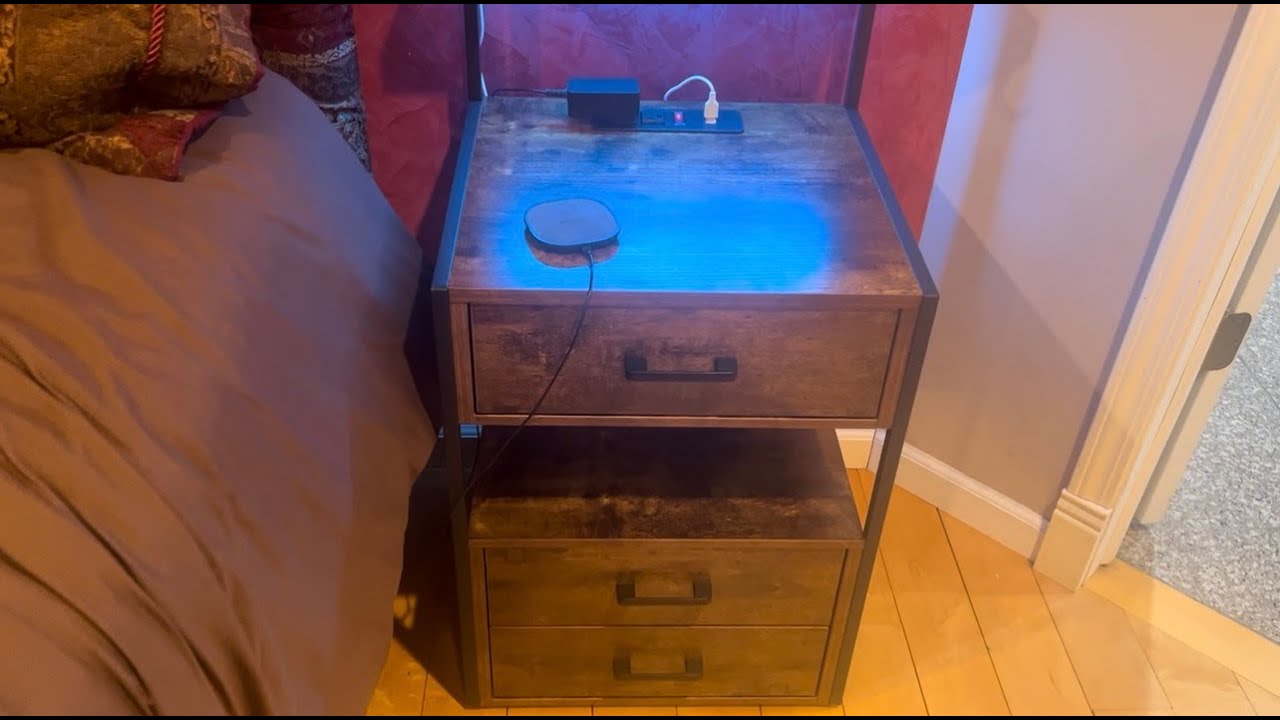 My thoughts on this nightstand with charging station w/LED.