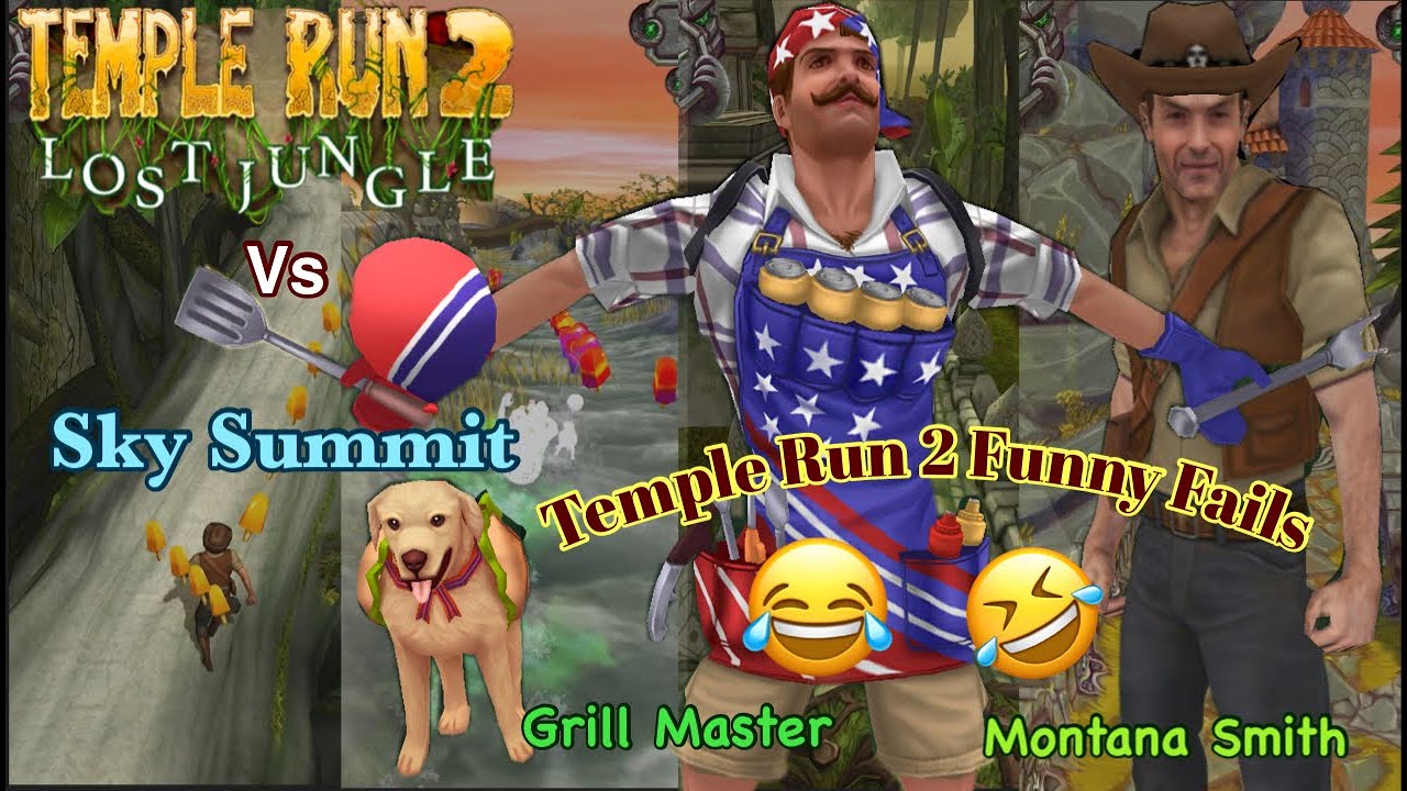 Temple Run 2 Funny Fails in Temple Run 2 Lost Jungle VS Sky Summit with Montana Smith & Grill master