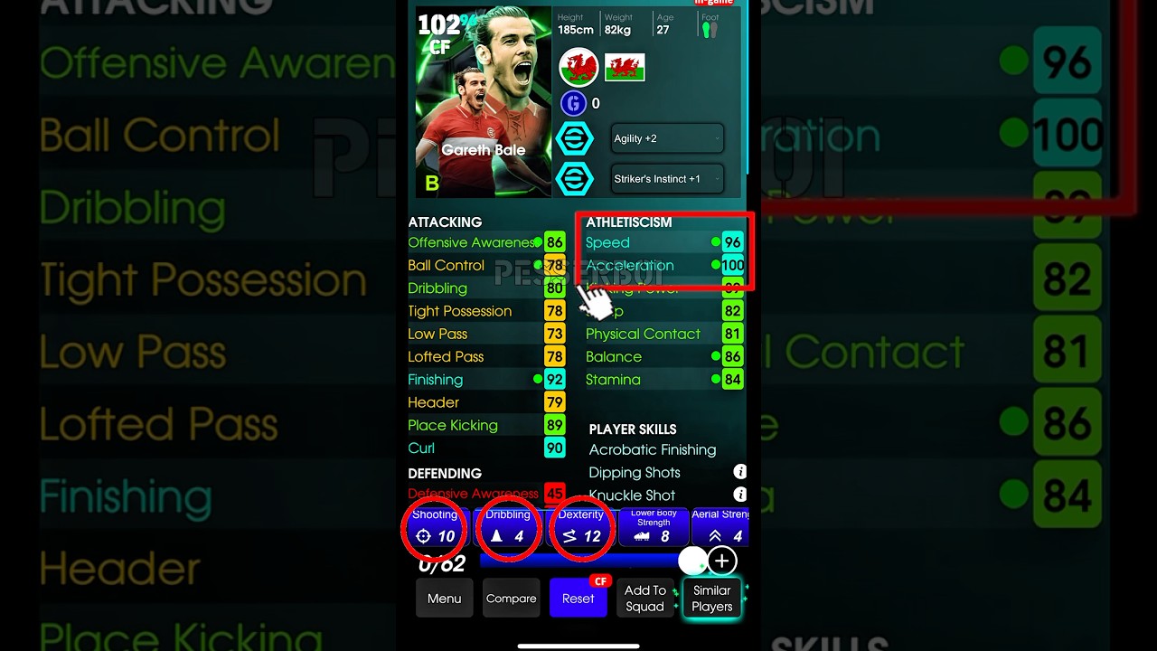BEST TRAINING FOR GARETH BALE 102 LEVEL | #efootball #gareth #bale #training #level