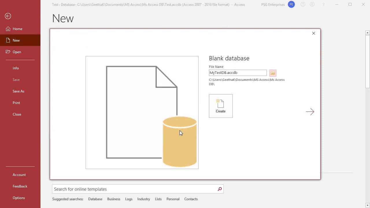 Как создать пустую базу данных в MS Access &mdash; Office 365