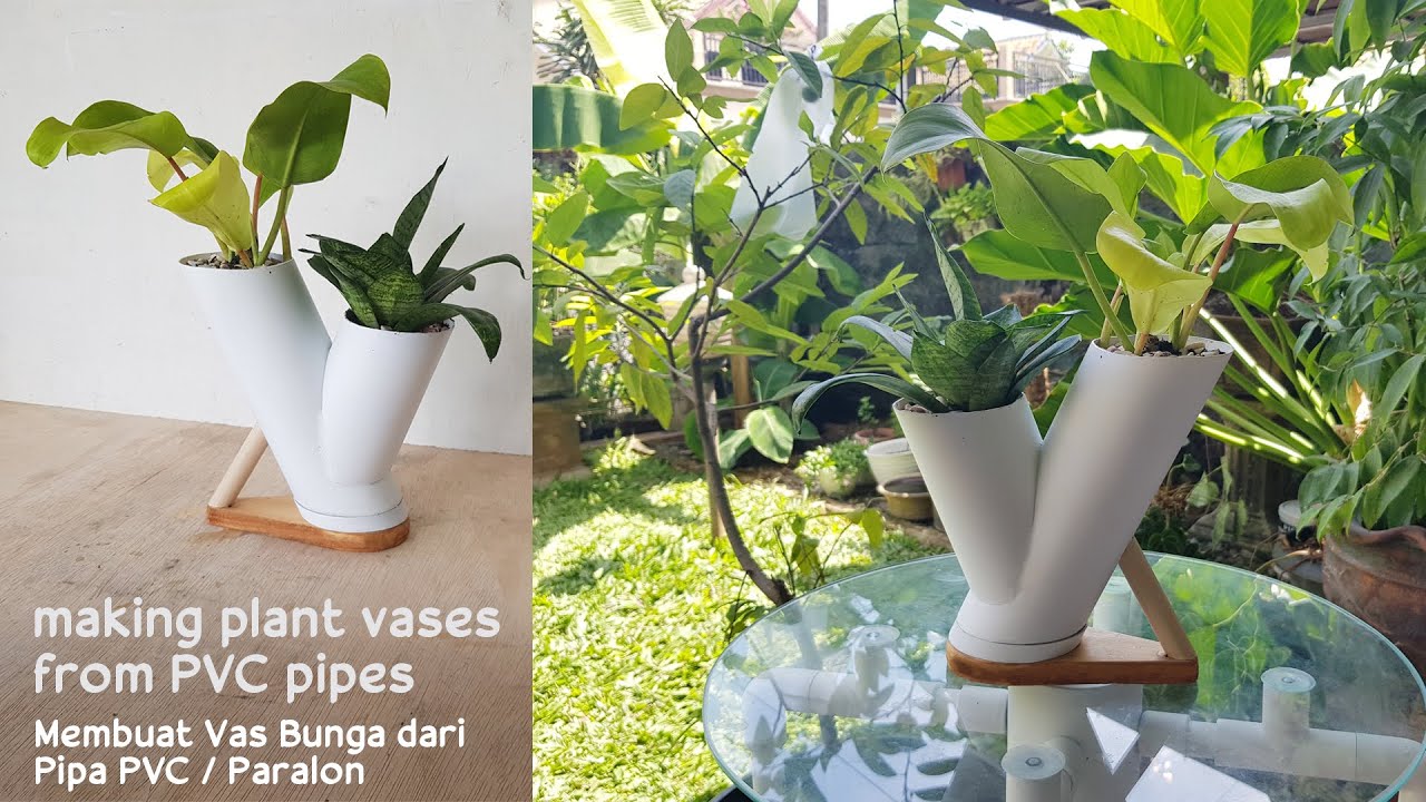 DIY make a modern plant vases from pvc pipes - Cara Membuat Vas Bunga Unik Minimalis dari Paralon