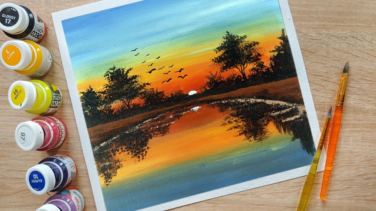 How to Paint Morning Sunrise Acrylic Painting