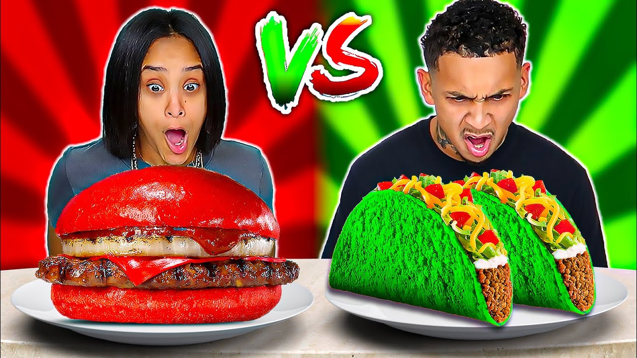 RED VS GREEN FOOD CHALLENGE!