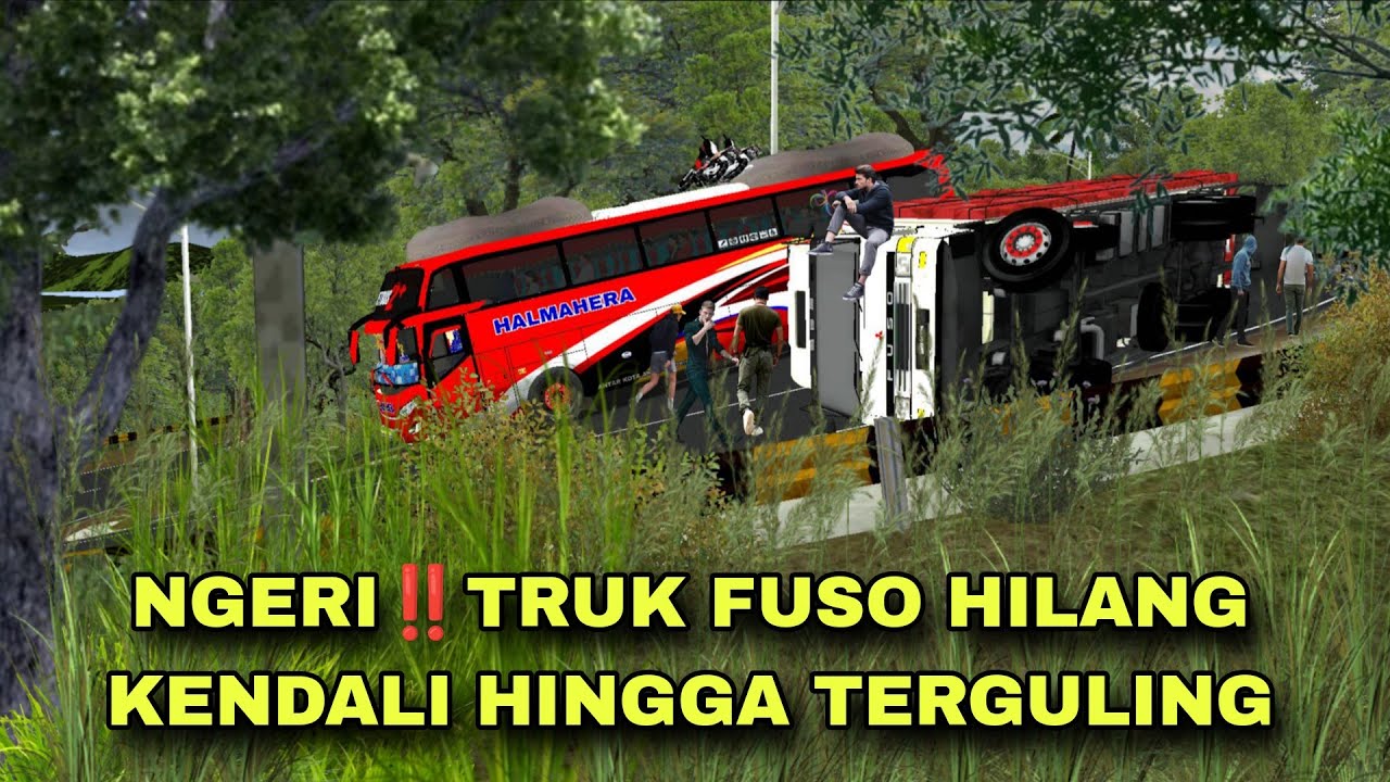 Ngeri‼️Truk Fuso Terguling Ditikungan Tajam Gara2 rem blong