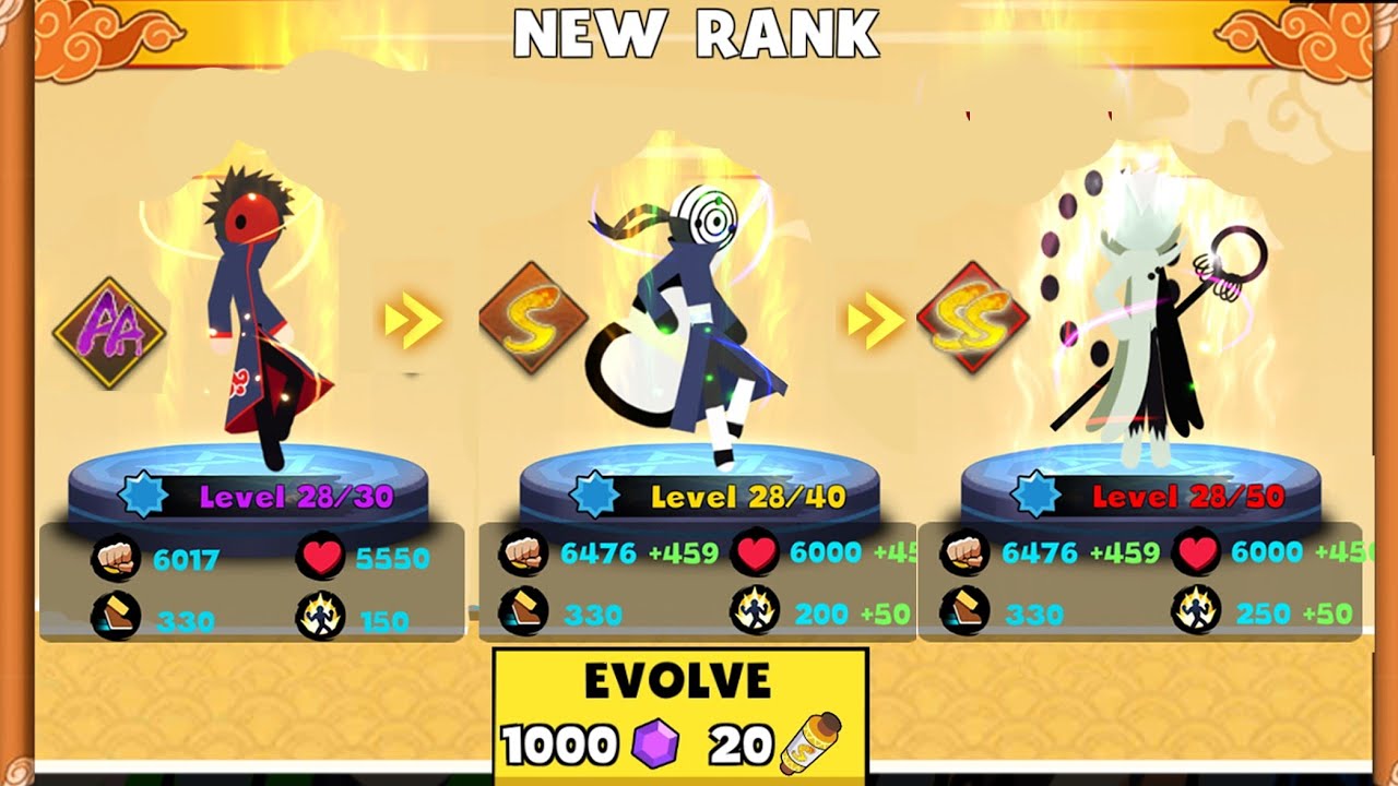 Hack Stickman Fight : Shinobi Fight -  Unlock & Evolve Obito Uchiha All Form