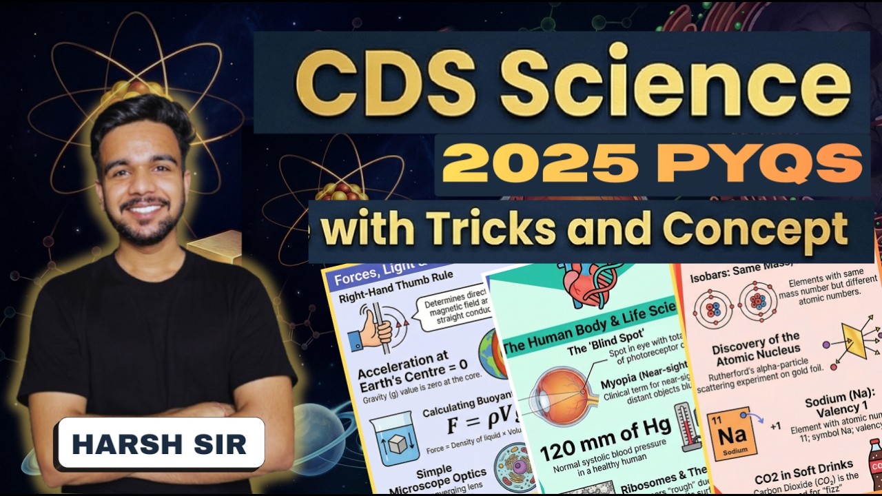 CDS Science 2025 PYQs with Tricks & Concepts | Complete PDF & Notes | Science PYQs -1 | By Harsh Sir