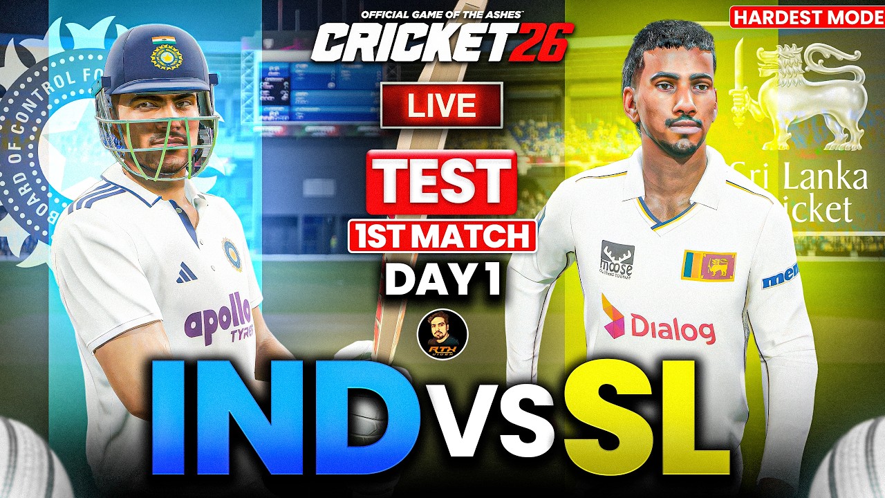 India vs Sri Lanka 1st Test Day 1 Match Live 🔥On HARDEST Difficulty | Cricket 26 Live | RtxVivek