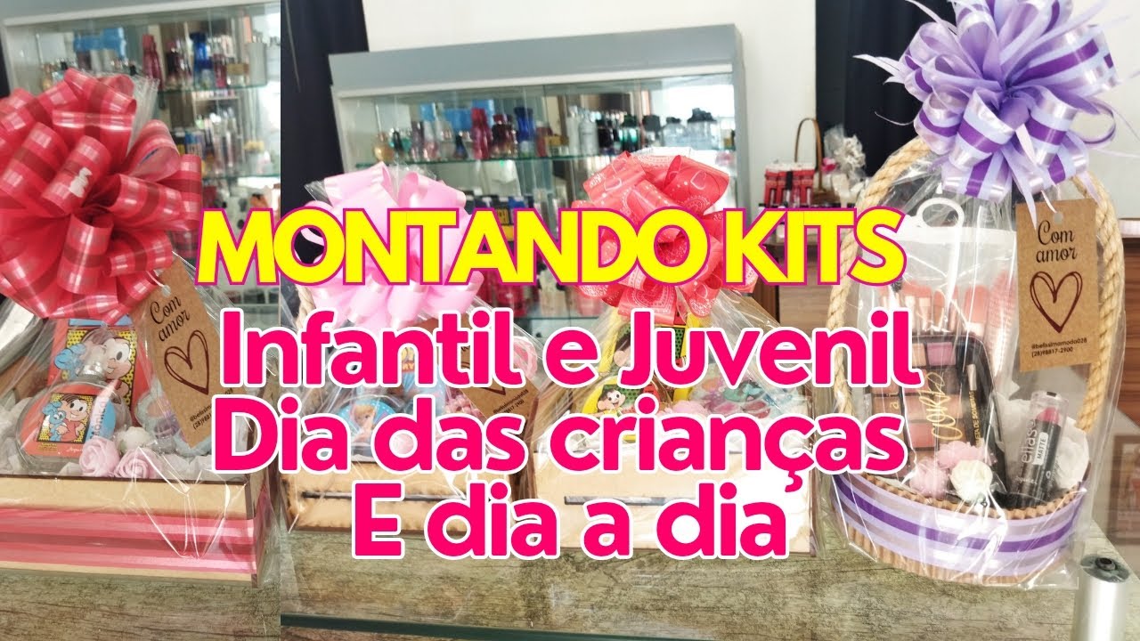 KITS INFANTIL E JUVENIL COM MAQUIAGEM, DIA A DIA E DIA DAS CRIANÇAS