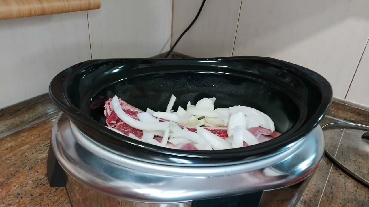 Costilla de vaca en la crock pot// Beef rib in the slow cooker 😊😋