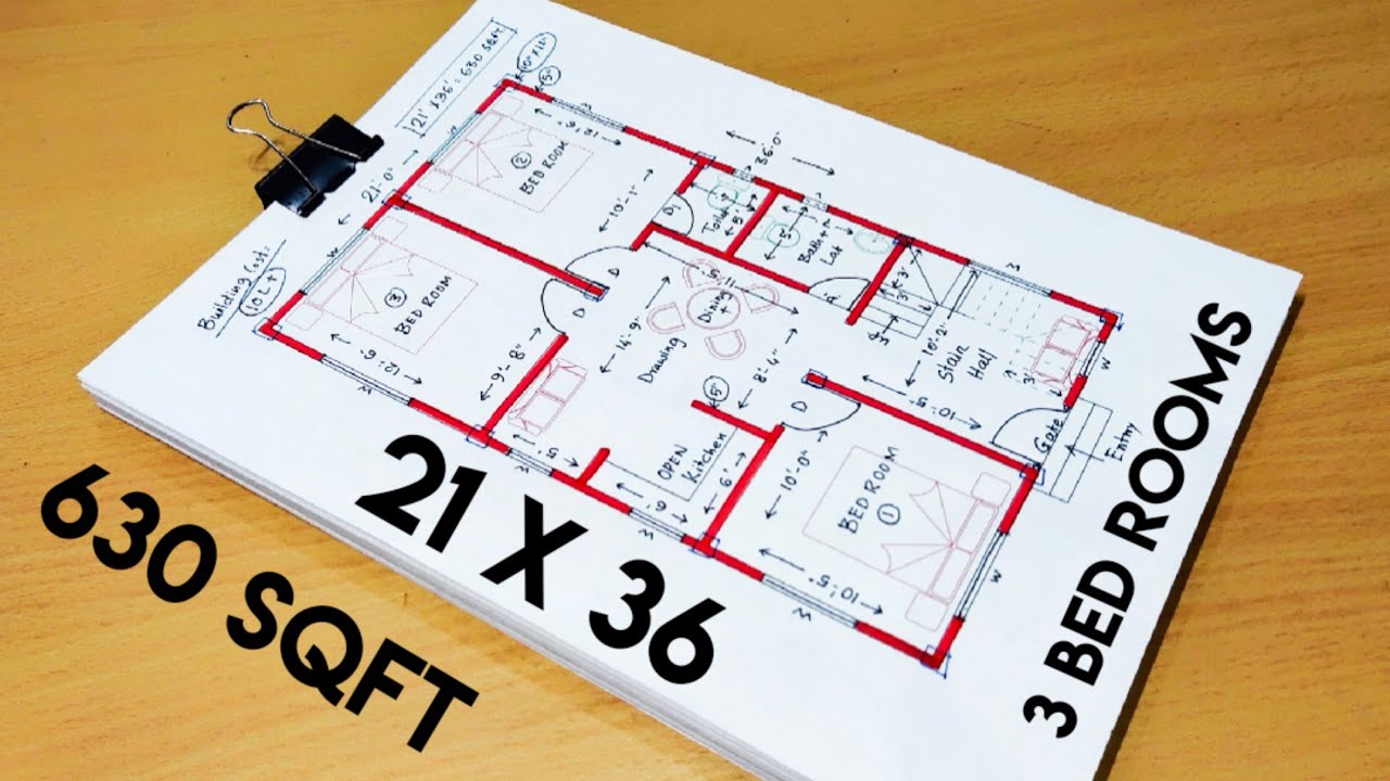 21 x 36 house plan design II 630 sqft ghar ka naksha II 21 x 36 ghar ka design