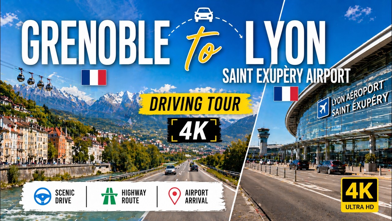 Grenoble to Lyon Saint-Exupéry Airport Drive | 4K Real Time Highway Journey (France)