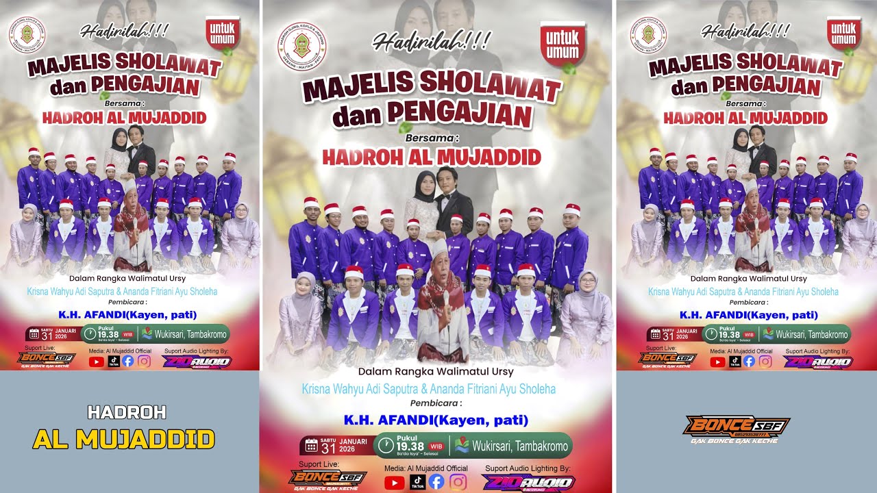🔴MAJELIS SHOLAWAT & PENGAJIAN BERSAMA KH. AFANDI - HADROH AL MUJADDID WEDDING KRISNA & FITRIANI