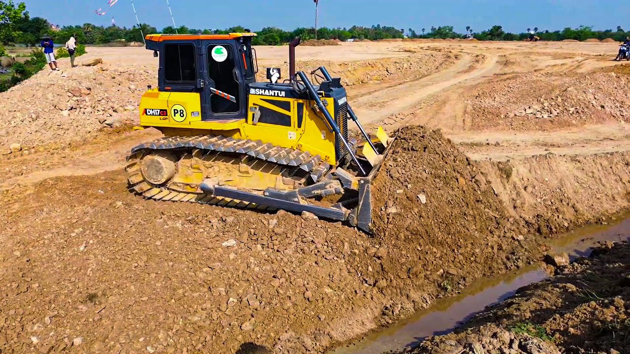 Unbelievable Power SHANTUI DH17 Rebuilds Road for Dump Trucks | Massive Landfill Soil Pushing