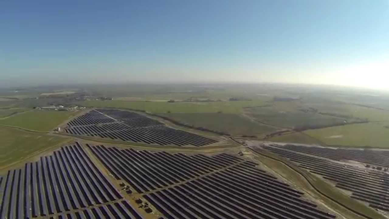 Filming at the solar farm in Romney Marsh, Kent (Aether Aerial Imagery)