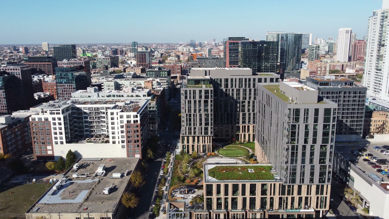 West Loop - Porte Apartments - Chicago - Drone - Day - 4k
