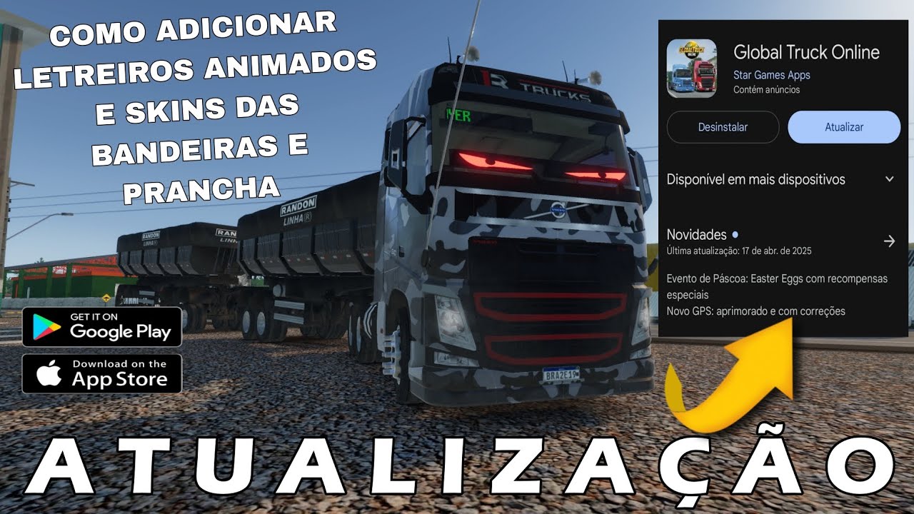 ATUALIZAÇÃO - COMO ADICIONAR LETREIROS ANIMADOS E SKINS NAS BANDEIRAS NO  GLOBAL TRUCK - TUTORIAL
